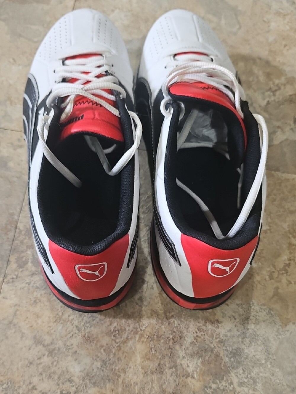 Puma Men’s White Black Red Athletic Shoes - Picture 4 of 10